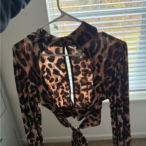 Windsor Leopard Print Blouse with Tie-Front